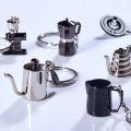 Coffee Supplies Keychain Mini Tamper Keychain Portable Fashionable Zinc Alloy Coffee Keychain Decoration  for Coffee Lovers. 