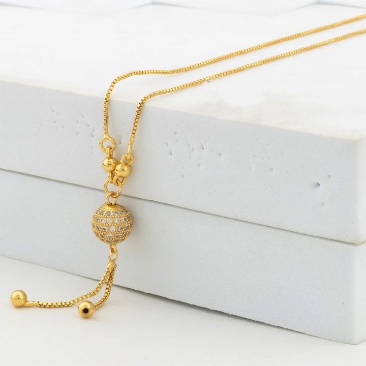 New Trendy Gold Plated Zarkoon Necklace Ball Locket Beautiful Diamond Crystal clustered Pendant light weight Best Quality lacquer for women and girls