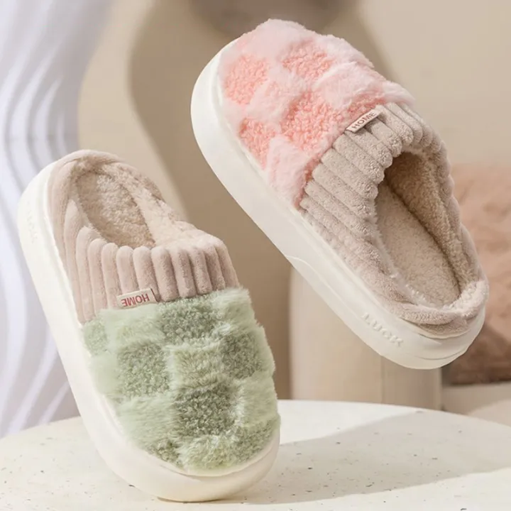Fashion%20Couple%20Winter%20Slides%20Warm%20Plaid%20Fluffy%20Slippers%20Soft%20Sole%20Flip%20Flops%20For%20Women%20And%20Men%20Home%20Indoor%20Non-slip%20Cotton%20Shoes%20-%20Image%206