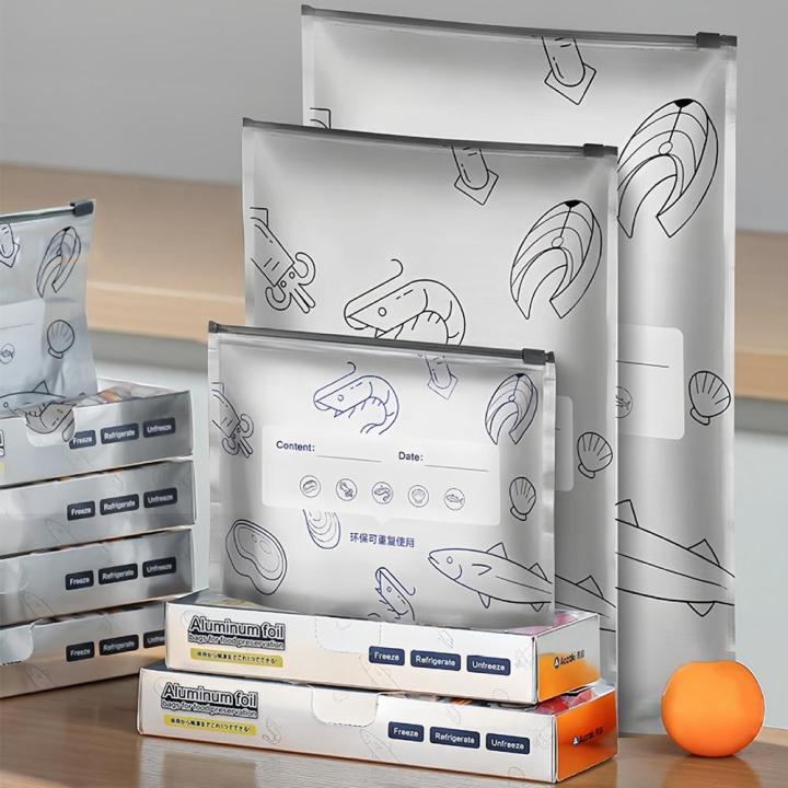 10/30 Pcs Aluminum foil Freezer Bags, Reusable Food Storage & Preservation Slider Bags,Sealed Bag for Vegetable Fruit Meat (SML)