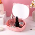 Cat ears foldable storage box stand makeup mirror makeup mirror table makeup mirror ins style. 