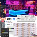 Tuya Wifi FCOB RGBCCT LED Light Strip 24V 6Pin 5in1 RGBCCT LED Strip Light Controler 4 Scene 4 Zone Touch Panel for Alexa . 