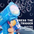 Fully Automatic Bubble Gun Rocket Bubbles Machine Automatic Blower with Bubble Liquid Toy for Kids Beach Outdoor Bubble Gifts. 