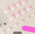 24 Press on Toenails Fake Toe Nails,Short Toe Nail Press ons,Glossy Toe Nails Press on Designs,Artificial Toenail Press on nails White French Tip Toe Nails for Women 24Pcs. 