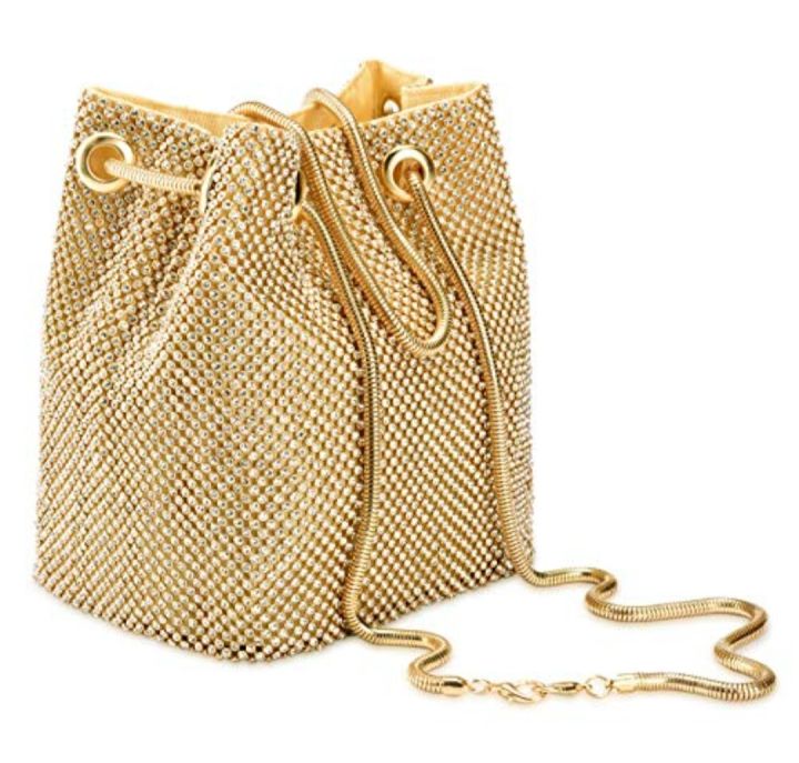 Popular Woman Clutch Bags Small Korean Style Diamante Crystal Rhinestone Bucket Shape Evening Clutch Bag