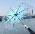 Transparent flower design folding women fashion umbrella pink. 