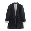 2024 Fashion Women's Clothing Autum New Street Style Versatile Lapel Two-button Loose Suit Street Style Casual Jacket. 