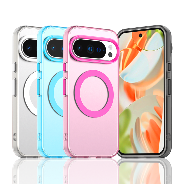 Magnetic Wireless Charging Case For Google Pixel 9 10 Pro XL 9A 8A 8Pro 9Pro Cover Candy Colors Transparent Back Shell Coque