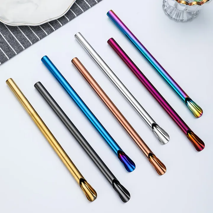 5pcs%20Metal%20Stainless%20Steel%20Straw%20Reusable%20Pearl%20Milkshake%20Bubble%20Tea%20Straws%20with%20Brush%20Stirring%20Smoothie%20Spoon%20Shaped%20Straw%20Set%20-%20Image%203