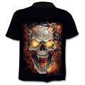 New retro street punk motorcycle men's T-shirt 3D shirt casual fashion hip-hop horror short sleeved round neck men's clothing. 