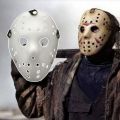 Mask New Freddy vs Jason Horror Fun Mask All White Pure White Jason Scary Mask Halloween Party Cosplay Masks for Adult Men Gift. 