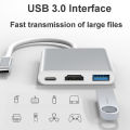 3 IN 1 USB C HUB TYPE-C to HDMI Adapter TYPE C Extension Cable USB 3.0 Converter HDMI-compatible Adapter for PC Laptop Macbook. 