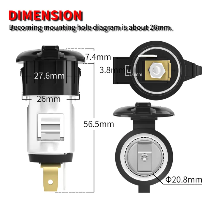 DaierTek%20Universal%2012V%20Car%20Cigarette%20%20Power%20Socket%20Adapter%20Plug%20Outlet%20for%20Motorcycles%20Boats%20Tractor%20Truck%20Brand%20New%20-%20Image%204