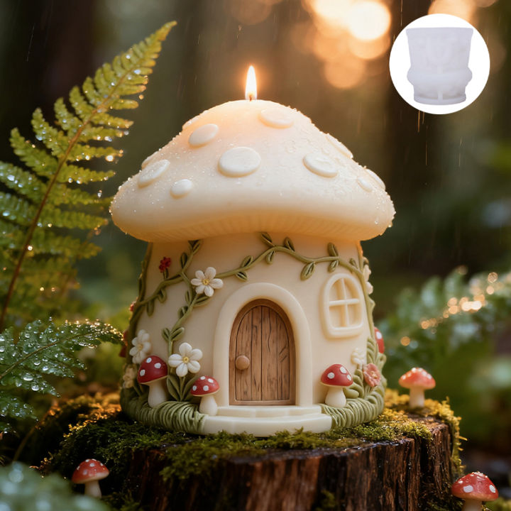 Fantasy mushroom candle mold, reusable DIY candle/resin handmade mold, fantasy home Christmas decoration,