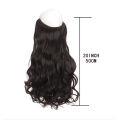 Synthetic Long Gray Blonde Hair Hairpieces Extension Fish Line Invisible Wavy Halo Hair Extensions for Women. 