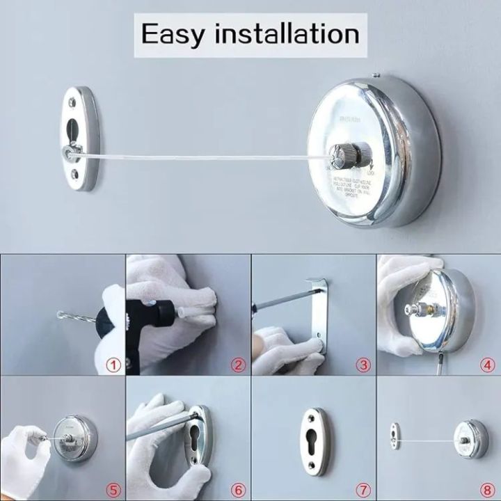 *stainless steel clothesline rope Retractable clothesline indoor Stainless Steel round Clothesline outdoor Clothes Dryer