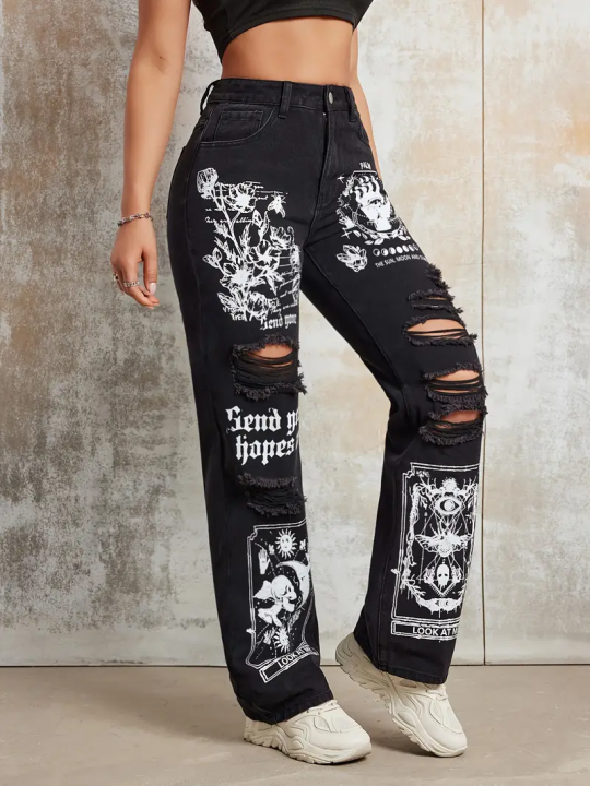 2025%20New%20Style%20Women's%20Jeans%20Women's%20Spring%20And%20Autumn%20New%20Hot%20Selling%20Street%20INS%20Same%20Style%20Print%20Ripped%20Straight%20Jeans%20-%20Image%206