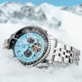 Jaragar Mens Automatic Mechanical Watch Fashion Tourbillon Blue Dial Date Display Stainless Steel Strap Military Sport Watches. 