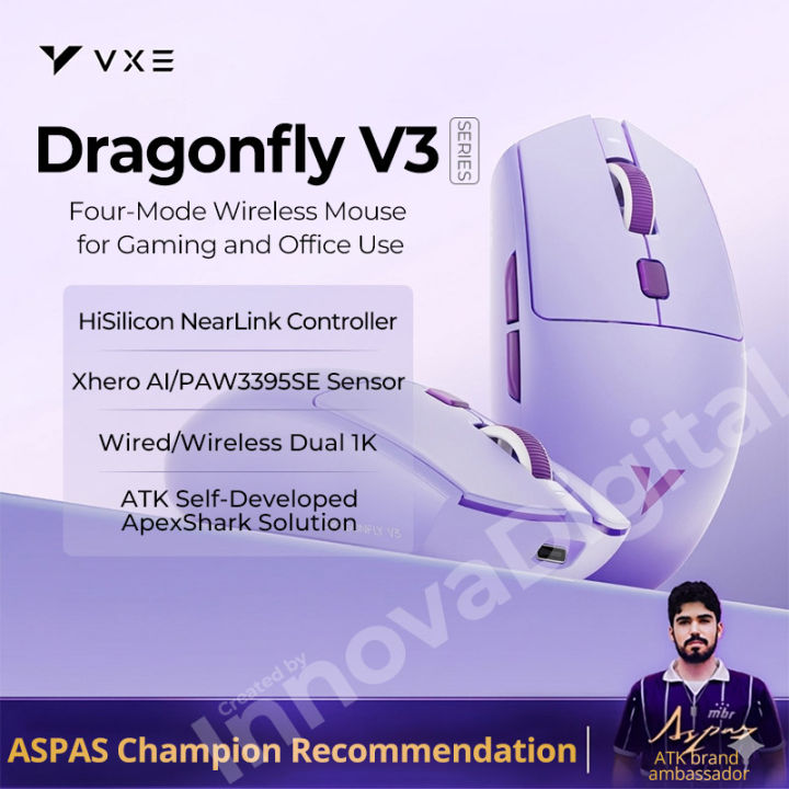 ATK VXE Dragonfly V3 Pro Wireless Gaming Mouse 4-Mode Ultra-lightweight Bluetooth Office Rechargeable E-sports Ergonomic Mice