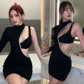 Sexy maxi mini dresses Korean-style fashion women one-shoulder hollow out European and American hot girl. 