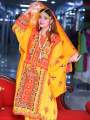 balochi dress 3 piece tradtional embroidery design light orange color. 