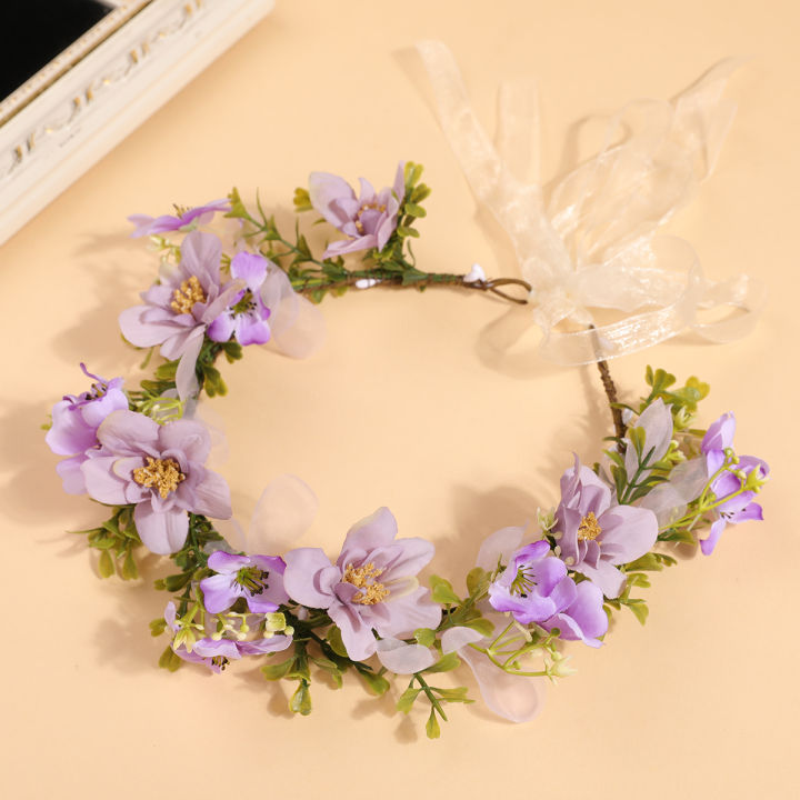 Fairy%20Purple%20Flower%20Wreath%20Headband%20Forest-Style%20Hairband%20for%20Girls%20and%20Adults,%20Artificial%20Flower%20Headband,%20Photo%20Prop,%20Flower%20Hair%20Accessory%20-%20Image%203