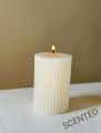 SCENTED ROUND SHAPED STRIPED PILLAR CANDLE (3.25x2 inches ---- 01 Pc). 