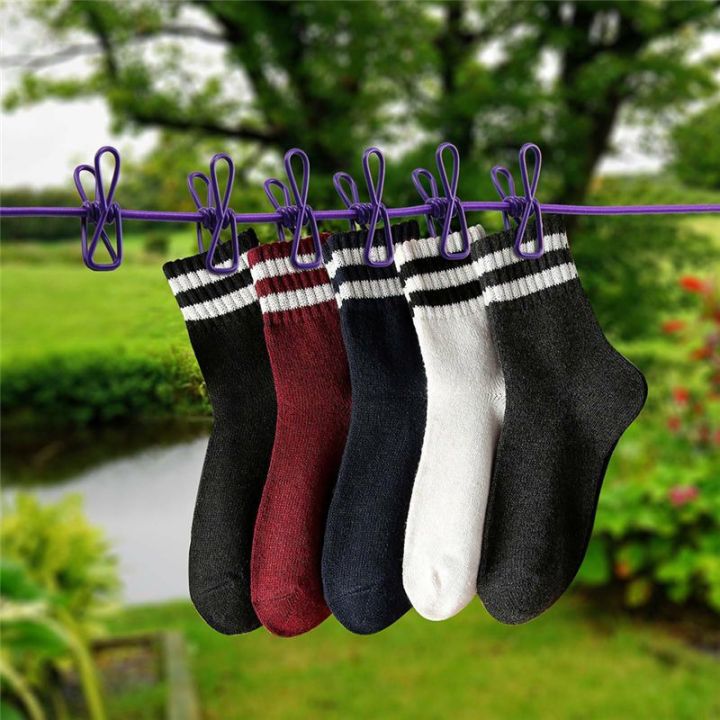 Portable Cloths Line With 12 Clips Retractable Laundry Dryer Clothes Rope Drawing Rack