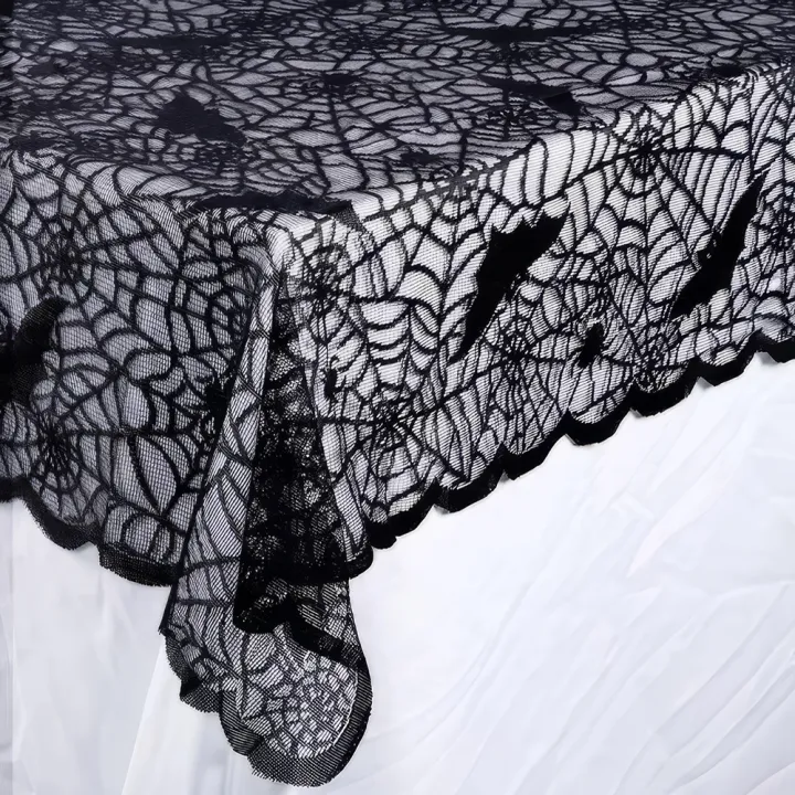 1%20Piece%20Halloween%20Lace%20Tablecloth%20Bat%20Net%20Skull%20Pattern%20Rectangular%20Shape%20For%20Party%20Decoration%20Haunted%20House%20Pumpkin%20Design%20-%20Image%202