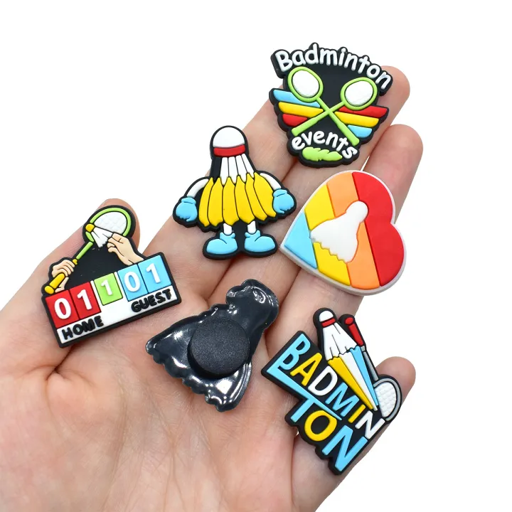 Badminton%20Sports%20Hole%20Shoe%20Charms%20PVC%20Clog%20Buckles%20Shuttlecock%20Racket%20Player%20Heart%20DIY%20Sandal%20Athlete%20Decor%20Sports%20Lover%20%20-%20Image%204