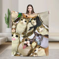 Meowl Cat Owl Winter Forest Flannel Throw Blanket Ultra Soft Plush For Adults Kids Living Room Quality Bedspread. 
