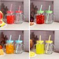 Mason Glass Jar Mug with Straw. 