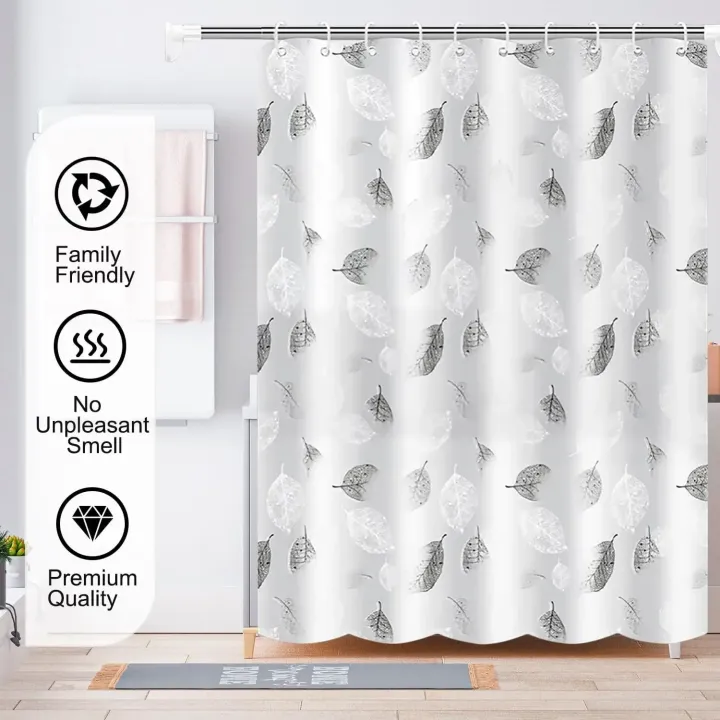 1%20PC%20Lightweight%20Black%20Leaf%20Pattern%20Shower%20Curtain%20PEVA%20Plastic%20Waterproof%20Bathroom%20Curtain%20Bathroom%20Partition%20for%20Home%20-%20Image%204