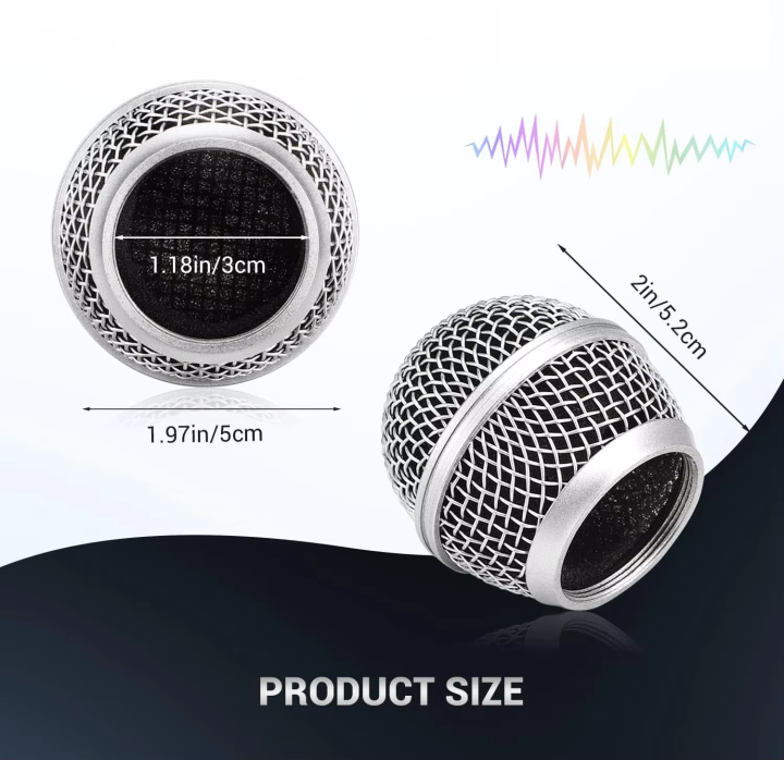 Mesh%20Ball%20Head%20Wired%20Wireless%20Microphone%20Grille%20Microphone%20Replacement%20Head%20Steel%20Shure%20SM58%20Beta%2058A%20-%20Image%203