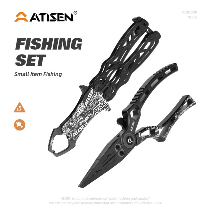 Aluminum Alloy Butterfly Knife Fish Control Black Folding Pliers Set ...