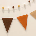 4PCS Retro birthday party pennant fur ball cake linked letter banner flag decoration layout 1 set of 4 pieces..