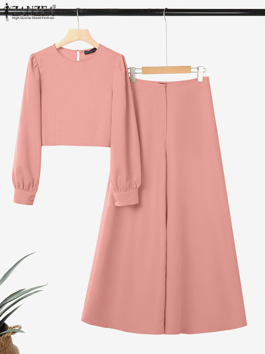 2025%20Autumn%20Pant%20Sets%20ZANZEA%20Fashion%202PCS%20Women%20Outfits%20Solid%20Tracksuits%20Suit%20Long%20Sleeve%20Blouses%20Wide%20Leg%20Trousers%202%20Piece%20Set%20-%20Image%205
