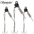 Spinpoler Pike Stinger Fishing Rig Jighead With Coil Spring Screw Connector Set For Soft Bait Shad Steel Treble Hook Bass Perch.
