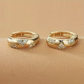 Chic Golden Color Hoop Earrings Female Exquisite Shiny Cubic Zirconia Ear Accessories Low-key Daily Wearable Party Jewelry. 