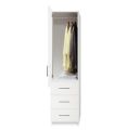 Customized || Narrow Wardrobe Closet with Door, 3 Exterior Drawers || Chipboard || 16.5″W x 21.75″D x 48″H. 
