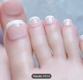 24 Press on Toenails Fake Toe Nails,Short Toe Nail Press ons,Glossy Toe Nails Press on Designs,Artificial Toenail Press on nails White French Tip Toe Nails for Women 24Pcs. 