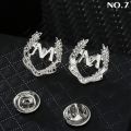 1PC Letter M Men Suit Collar Pin Brooch Fashion Accessory Men Women Shirt Pin.