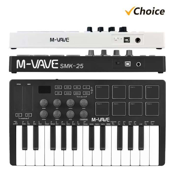 M-VAVE 25-Key MIDI Control Keyboard Mini USB Keyboard MIDI Controller with 25 Velocity Sensitive Keys 8 RGB Backlit Pads 8 Knobs