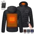 Men 9 Areas Heated Jacket USB Winter Outdoor Electric Heating Jackets Warm Sprots Thermal Coat Clothing Heatable Cotton jacket. 