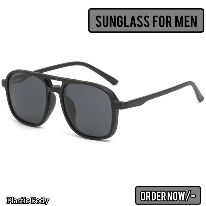 Sun Glass For Men High Quality & Full Black Sunglass Stylish & Fashionable Mate Black Frame Plastic Body