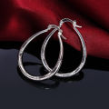 Charms silver color 3CM hoop Earrings for Women fashion party wedding Jewelry fine Christmas Gifts. 