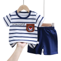 Summer Casual Baby Set Dinosaur Style Stripe T-shirt+Shorts 2Pcs Clothes for Boys Girls Soft Cotton Infant Outfit. 