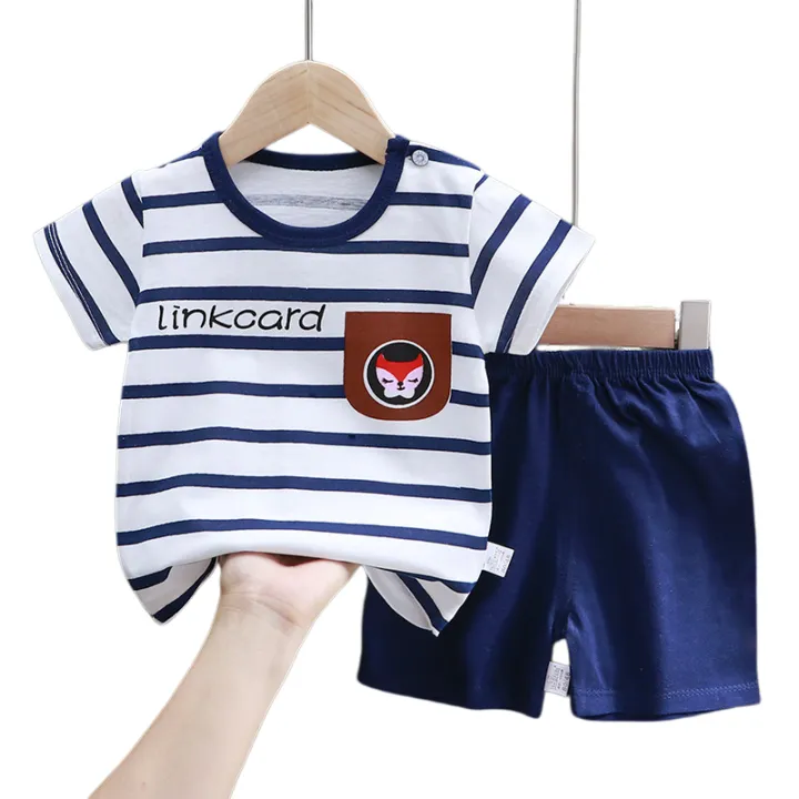 Summer%20Casual%20Baby%20Set%20Dinosaur%20Style%20Stripe%20T-shirt+Shorts%202Pcs%20Clothes%20for%20Boys%20Girls%20Soft%20Cotton%20Infant%20Outfit%20-%20Image%207