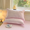 2pcs Set Pillowcase Envelope Style Plaid Couples Plain Ins 48x74cm Home Textile Household Bedroom Throw Pillow Case Pillow Cover.