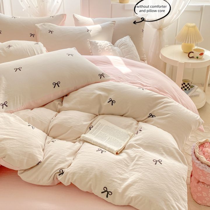 3%20Piece%20Sheet%20Set%20%20pink%20bowknot%20embroidery%20duvet%20cover%20Set%20%EF%BC%8C%20comfortable%20Bedding%20Set%20Bedspread%20for%20All%20Season%20-%20Image%203